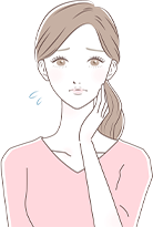 お肌の悩みを気にする女性のイラスト